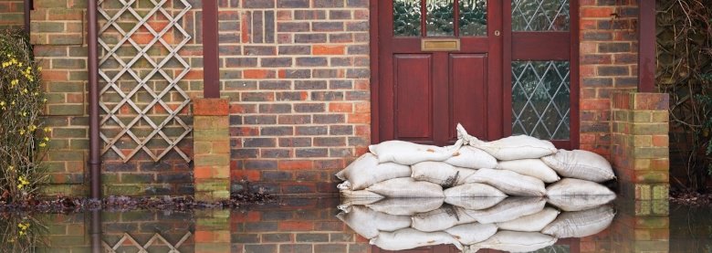 Sandbags in front of door